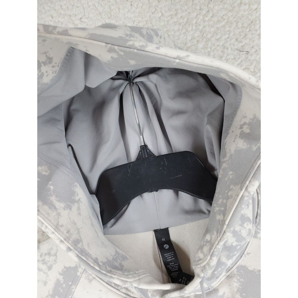 Lululemon City Sweat Pullover Hoodie Mens M Gray White Tie Dye Drawstring - Picture 7 of 15